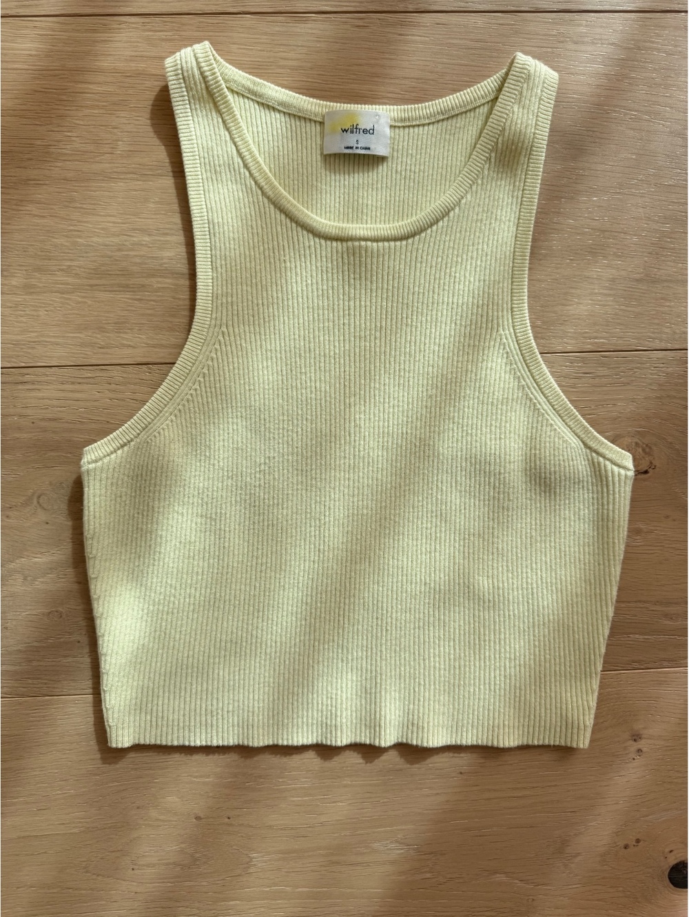 Wilfred Aritzia Pale Yellow Ribbed Knit Tank Top Size Small